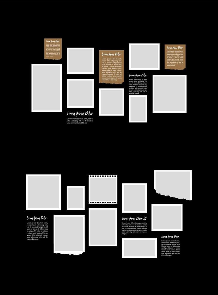 Set Photo frame collage modern concept vector