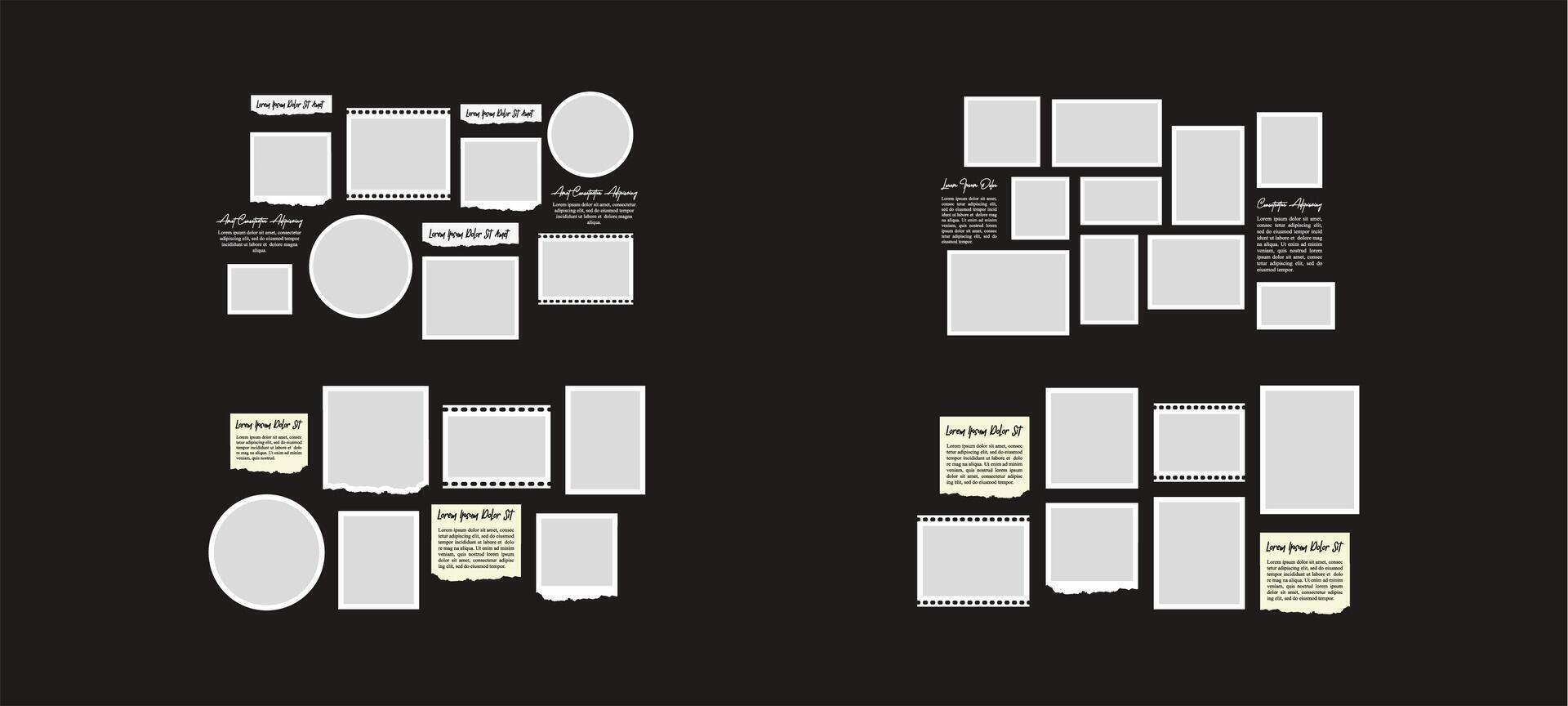 Collage grid photo effect template design vector