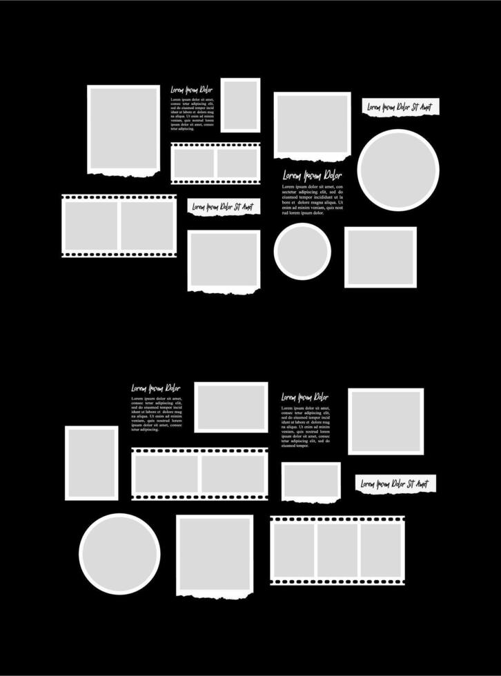 Set Decorative photo frame collage collection vector