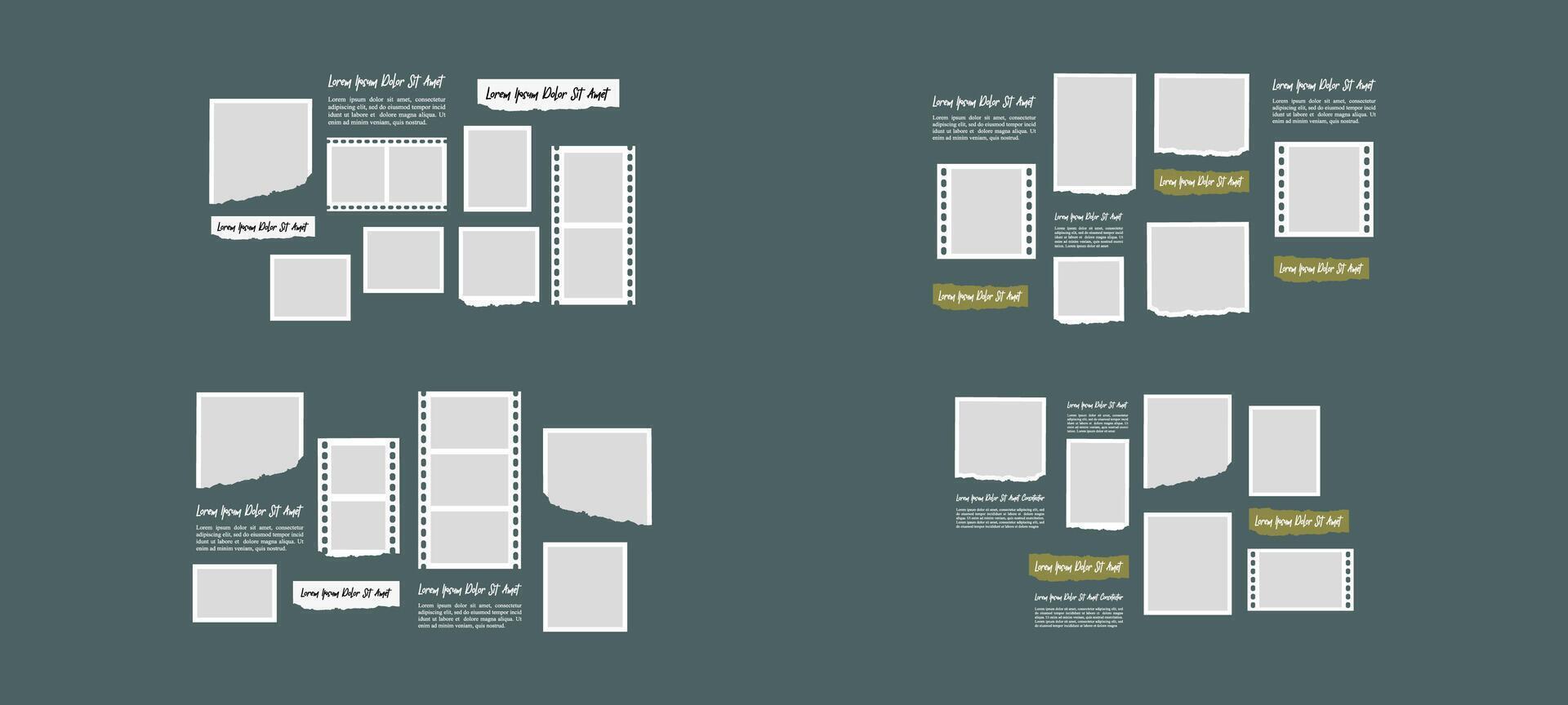 Set Collage of realistic frames Border vector