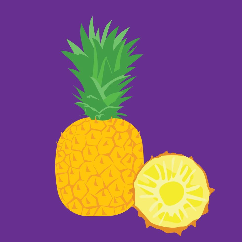 pineapple flat design cute tropical fruit vector