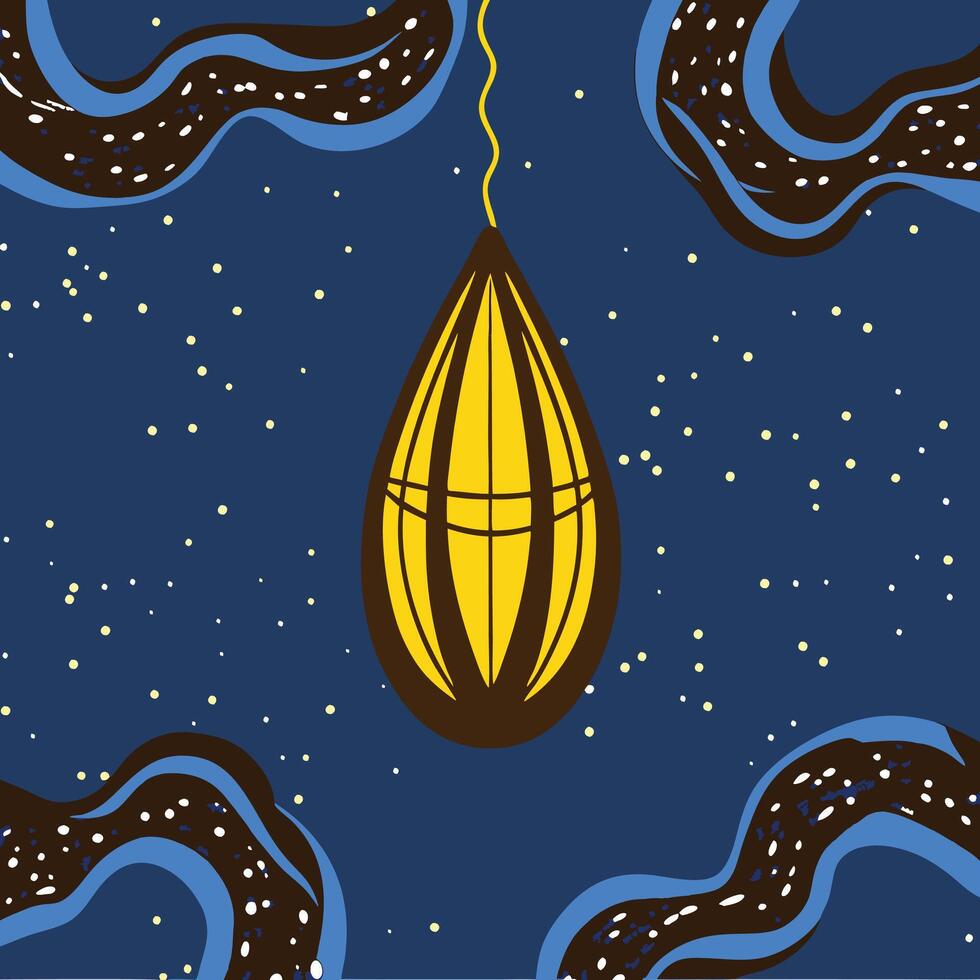 Night Sky Lantern Abstract Art with Celestial Design vector