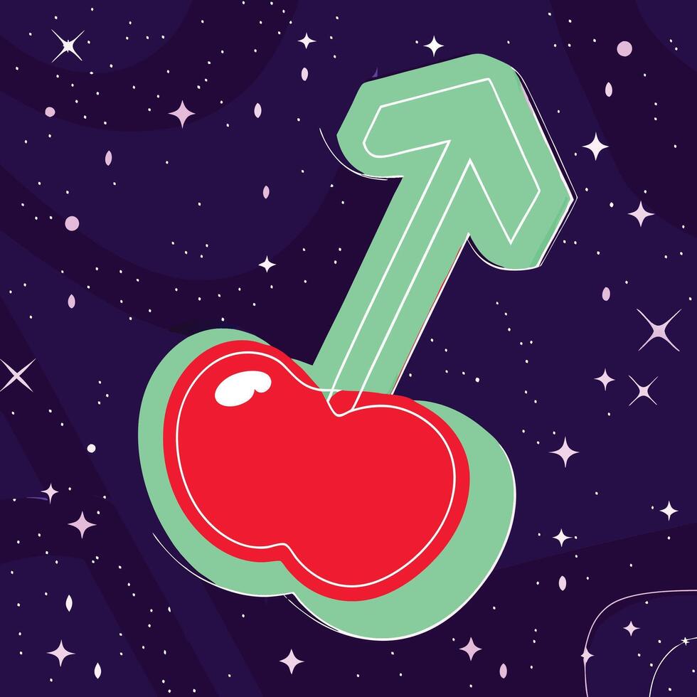 Cosmic Cherry A Celestial Fruit Design vector