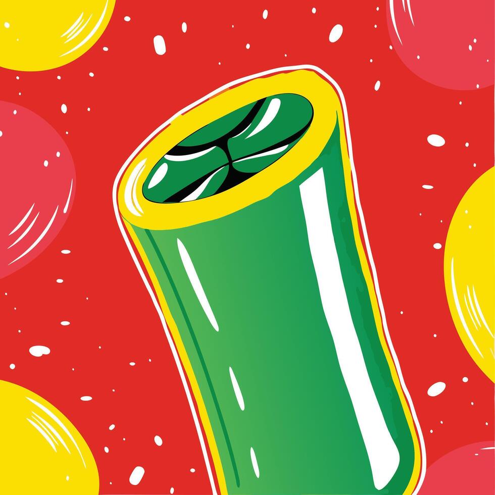 Abstract Green and Yellow Cylinder on Red Background vector