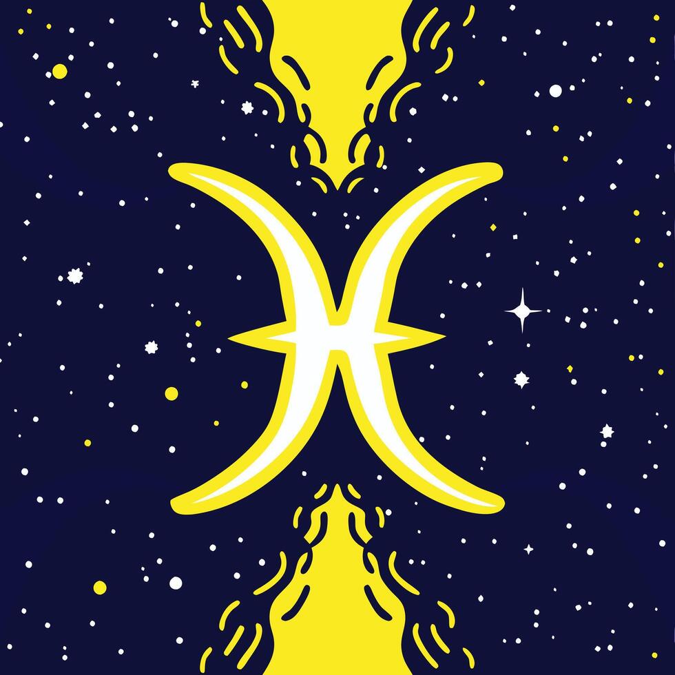 Pisces Zodiac Sign Celestial Fish in Night Sky vector