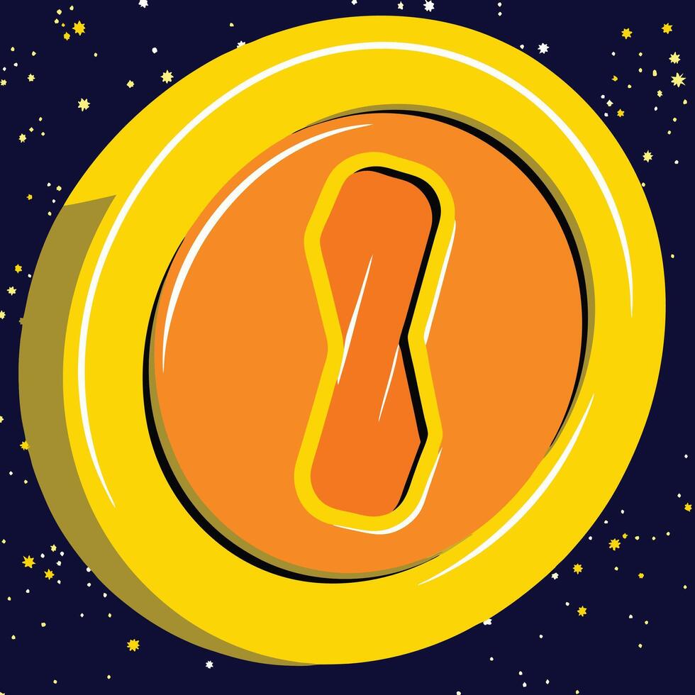Abstract Cosmic Coin Yellow and Orange Design vector