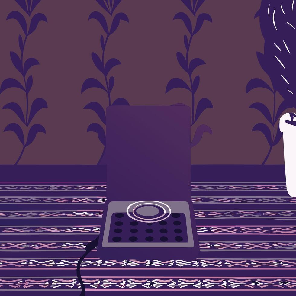 Purple Phone on Patterned Rug vector