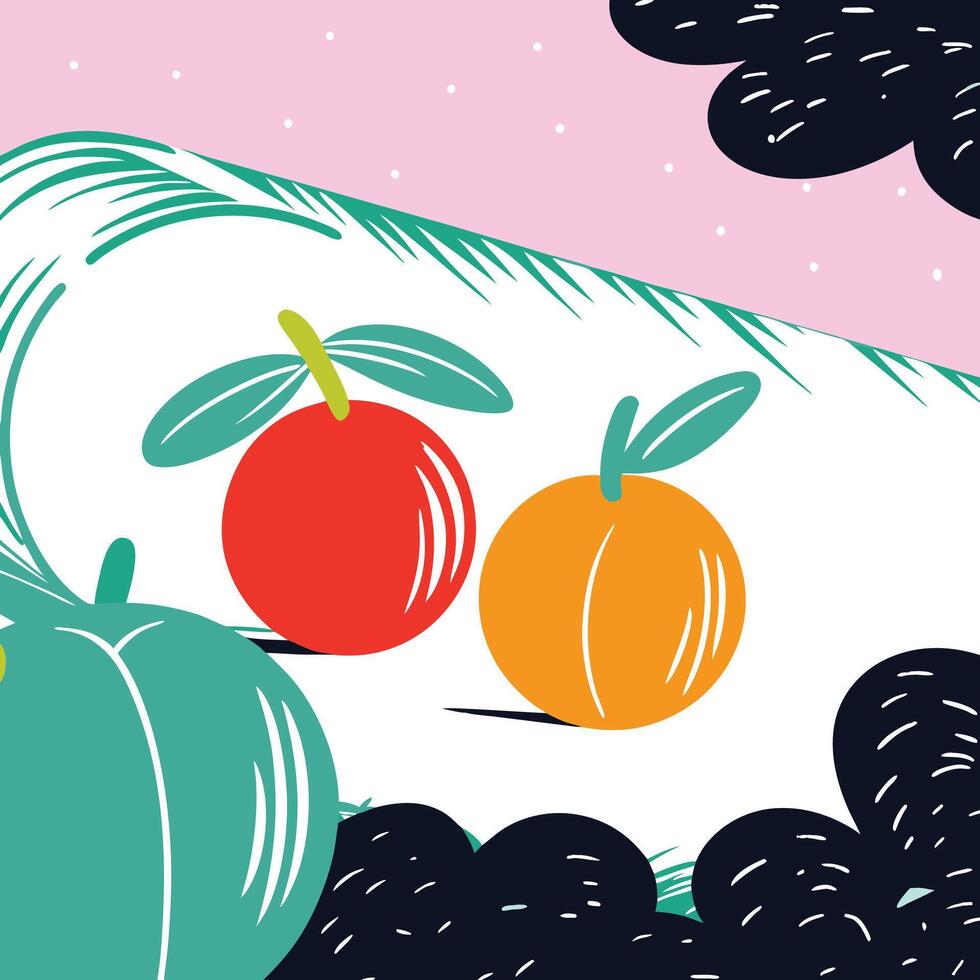 Vibrant Fruit Still Life Abstract Art Print vector