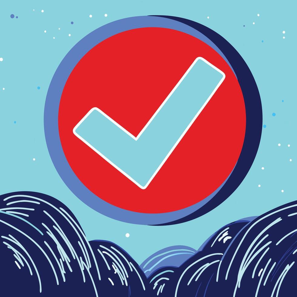 Abstract Checkmark Design Blue, Red, and White Graphic vector