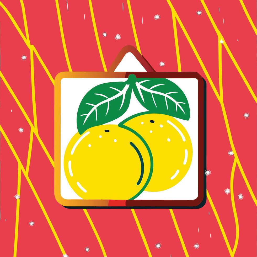 Citrus Fruit Illustration Two Oranges with Leaves vector