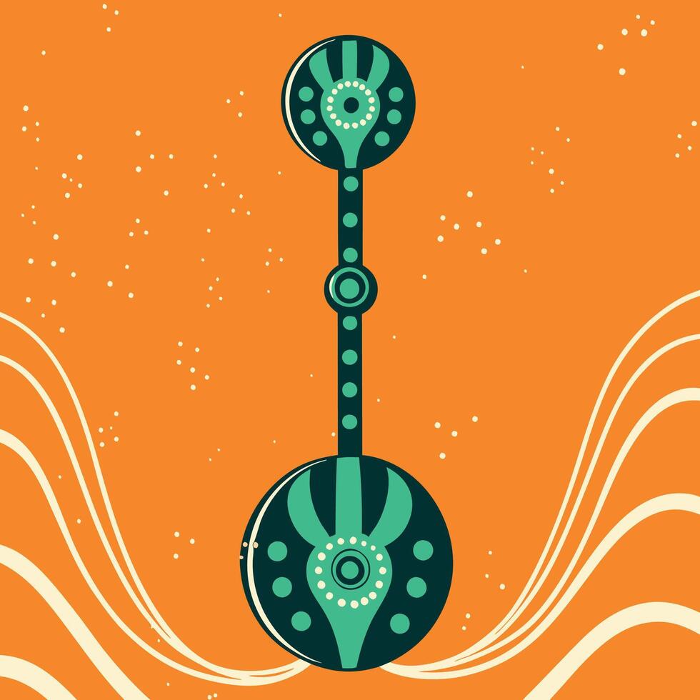 Abstract Teal and Orange Circular Design with Lines vector