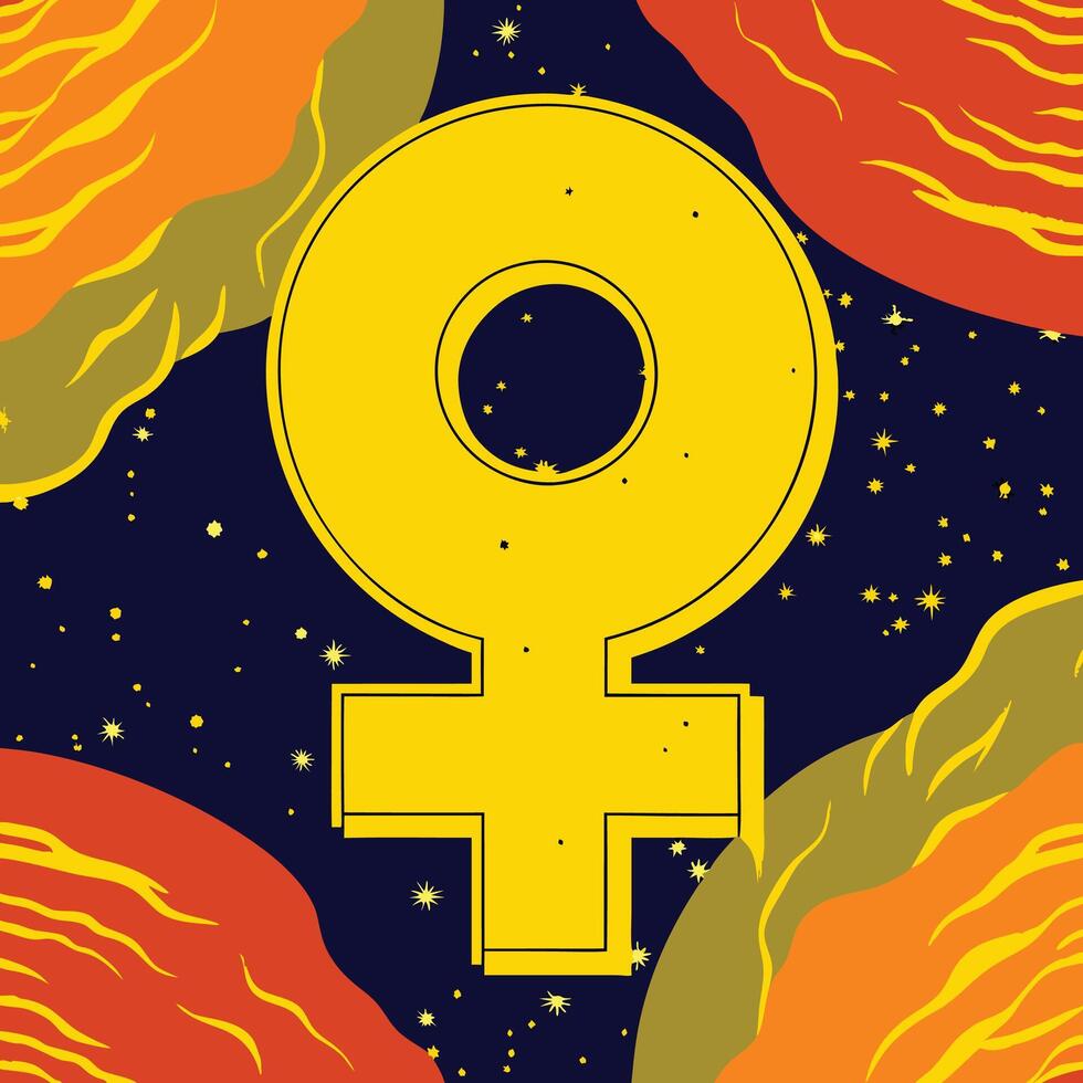 Celestial Feminine Symbol Abstract Art vector