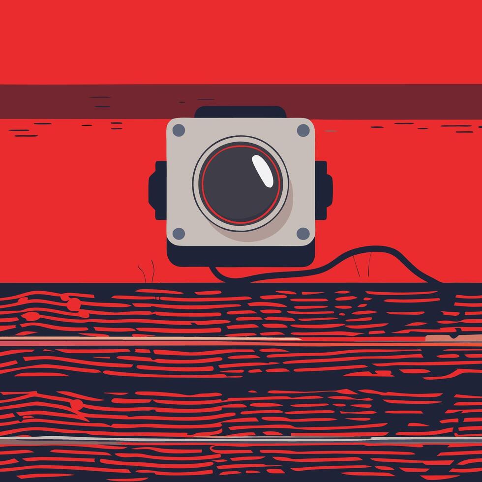 Red Wall, Surveillance Camera, Abstract Art vector