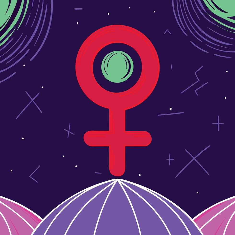 Cosmic Female Symbol Abstract Art vector