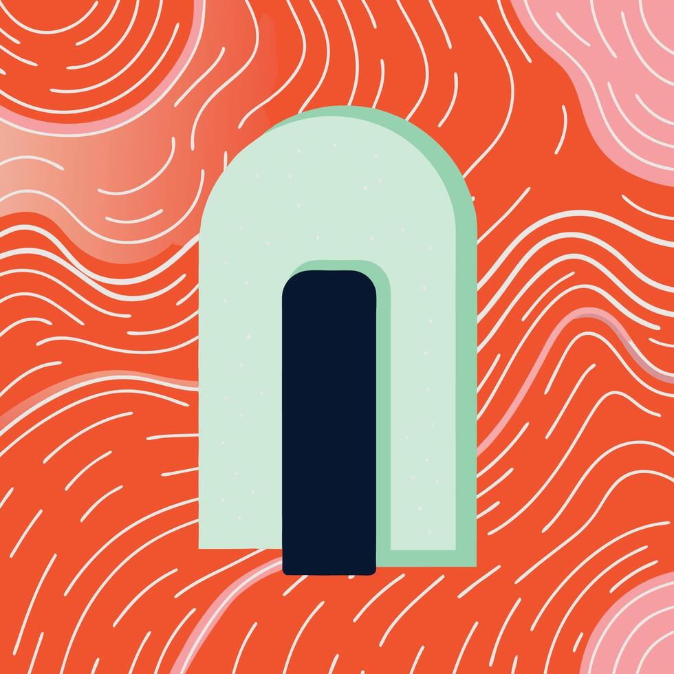 Abstract Archway Design with Red and Mint Green vector