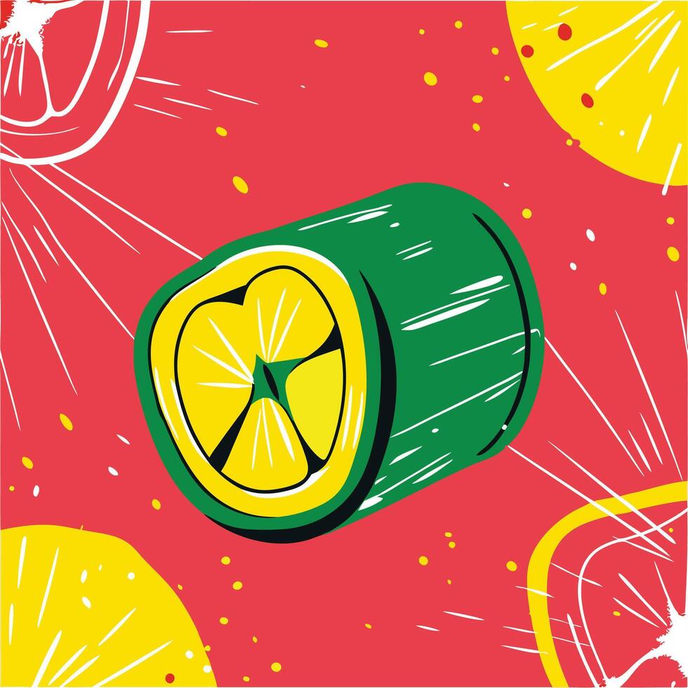 Citrus Roll Abstract Summer Fruit Design vector