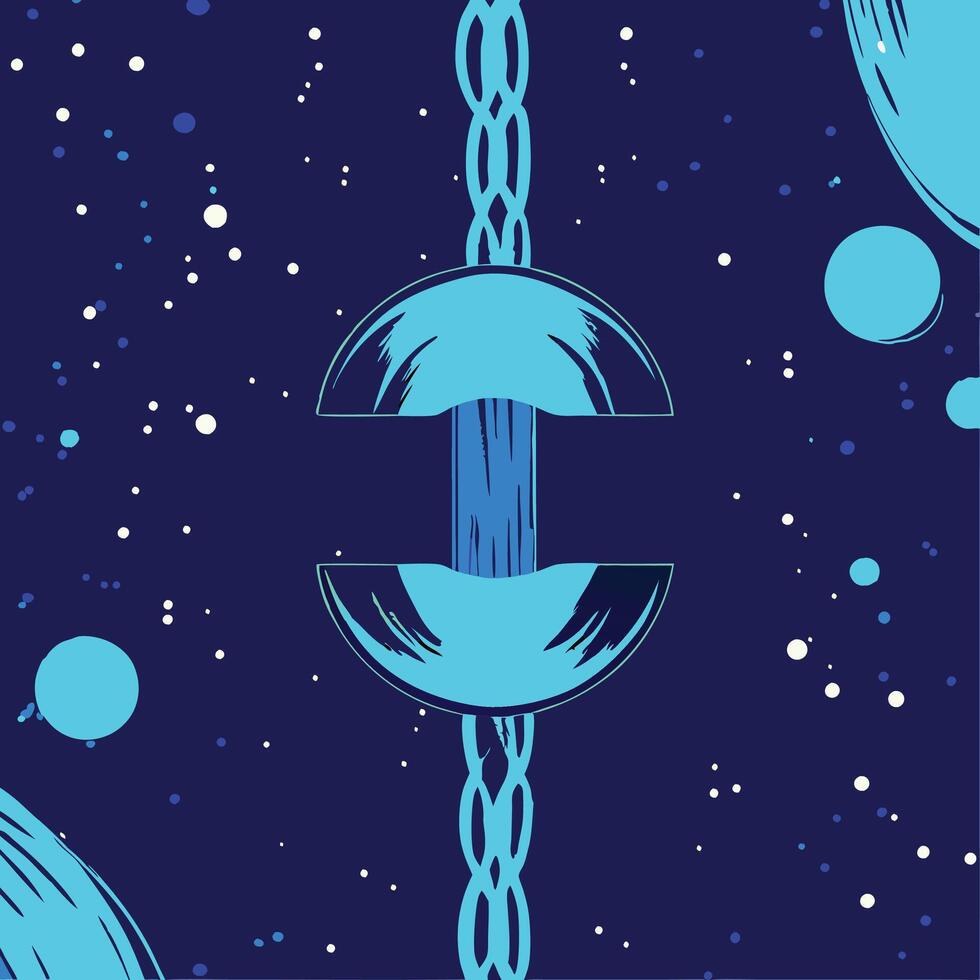 Abstract Cosmic Chain and Vessel A Digital Art Piece vector