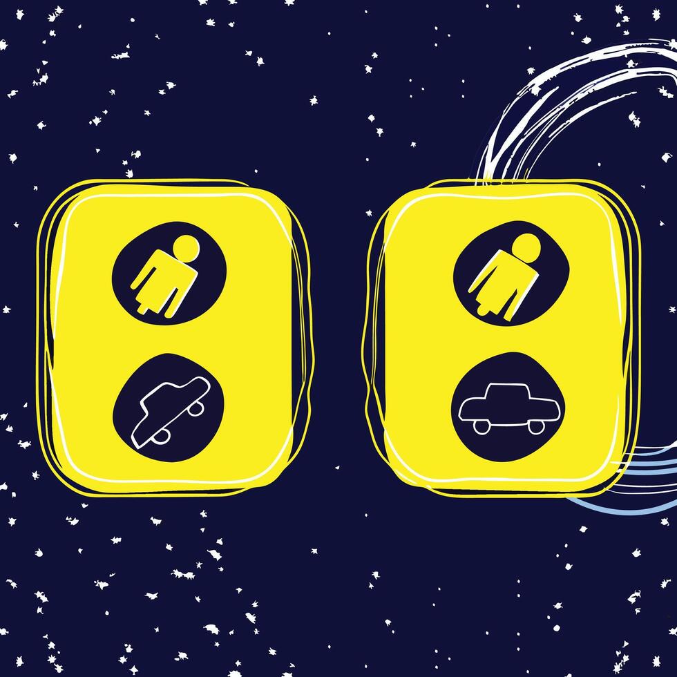 Ride Sharing Passenger and Vehicle Icons vector