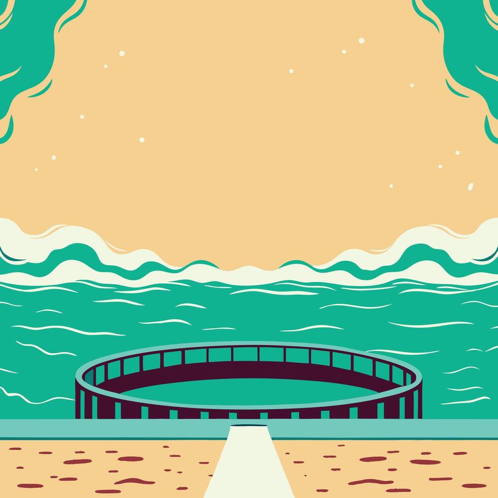 Ocean View Platform Coastal Relaxation and Scenic Vista vector