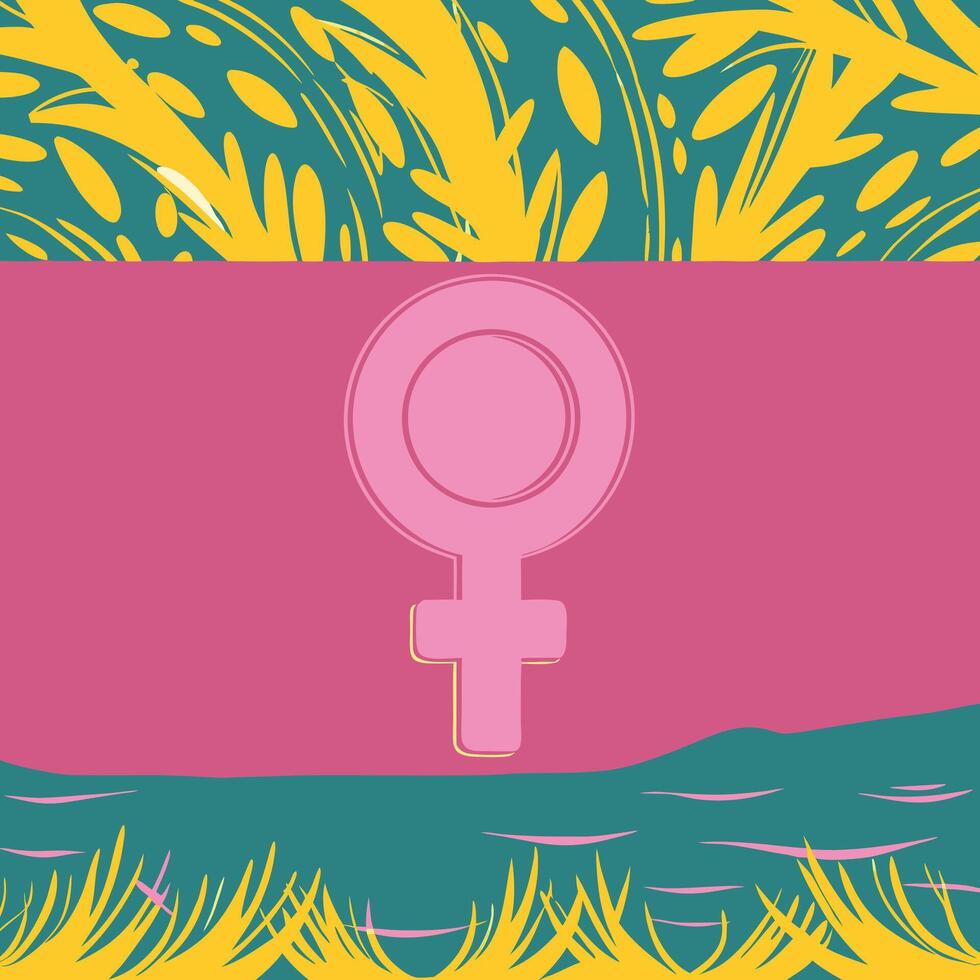 Feminine Symbol Abstract Art with Teal and Gold vector