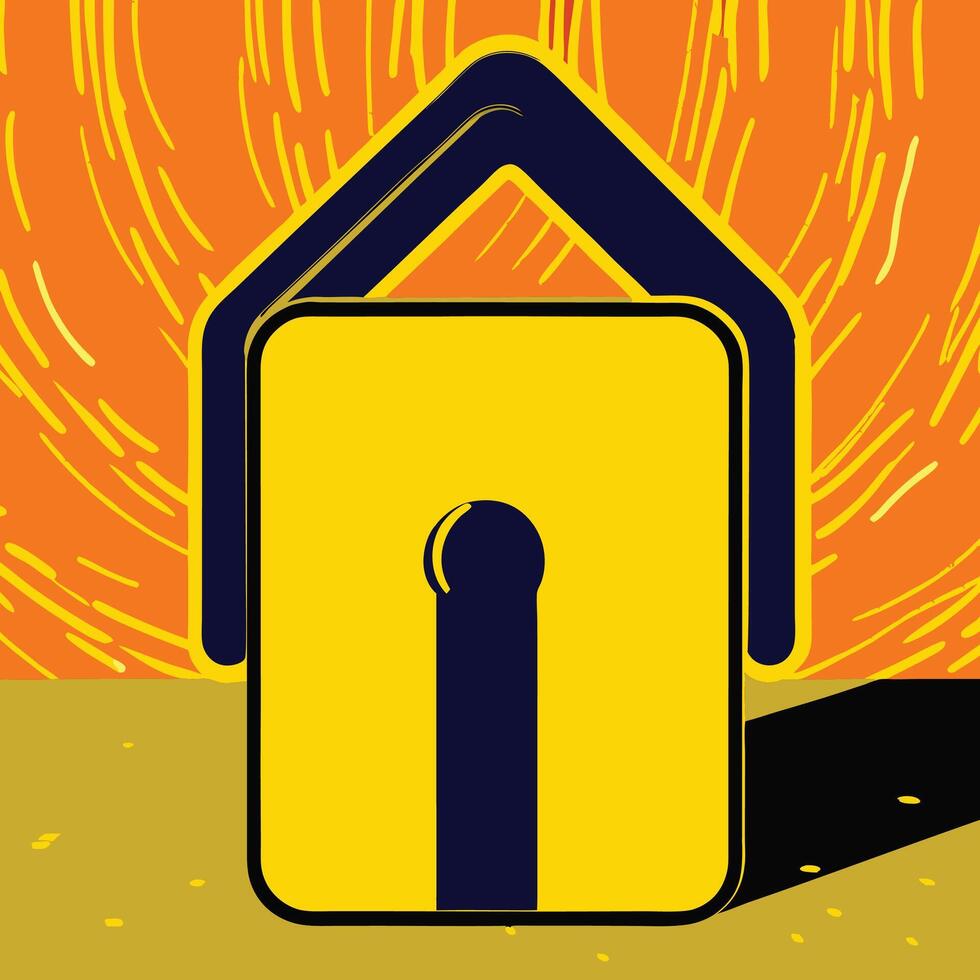 Abstract House Icon Yellow, Blue, and Orange Design vector