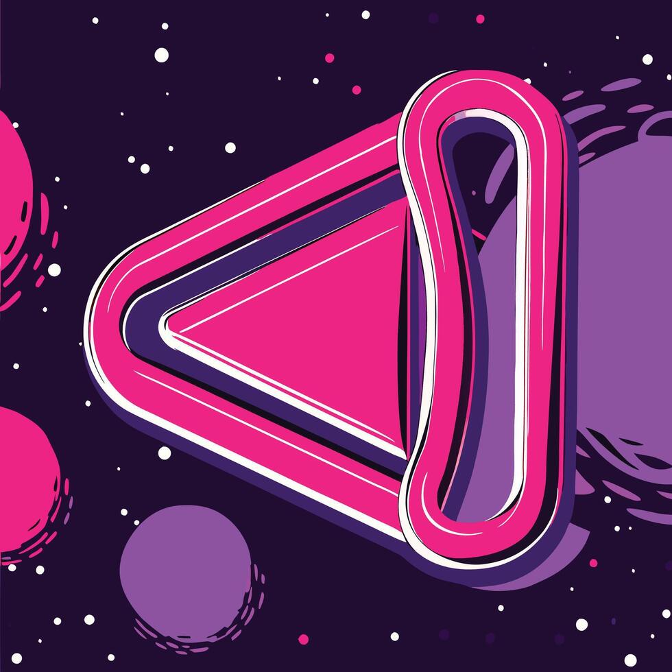 Abstract Cosmic Play Button Pink, Purple, and White Design vector