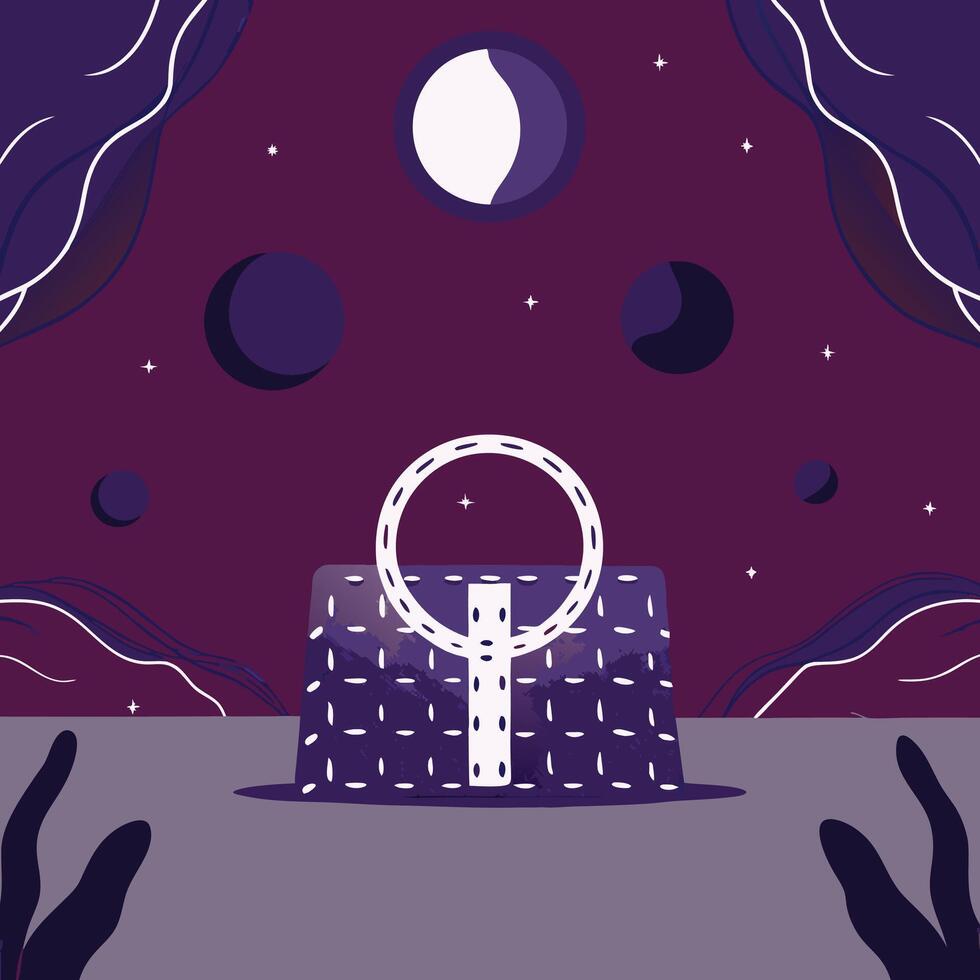Cosmic Handbag Celestial Pattern, Night Sky, Mystical Design vector