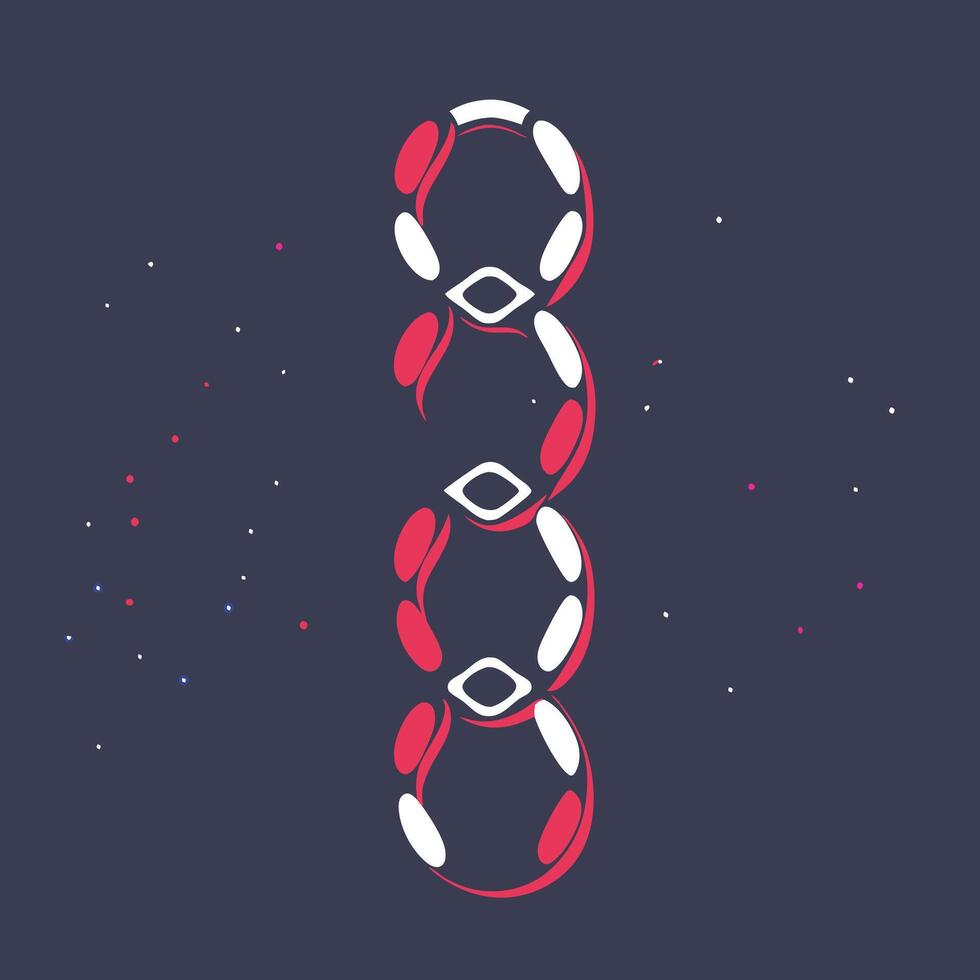 Abstract Red and White Circular Chain Design vector