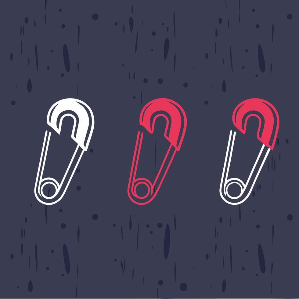 Safety Pins Color Variations, Design Elements, and Graphic Illustrations vector