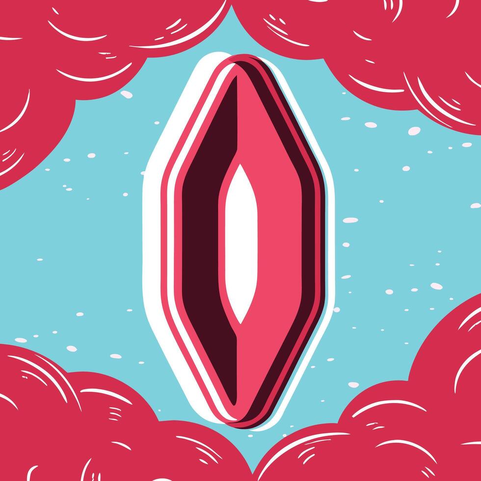 Abstract Red and White Shape in Blue Sky vector