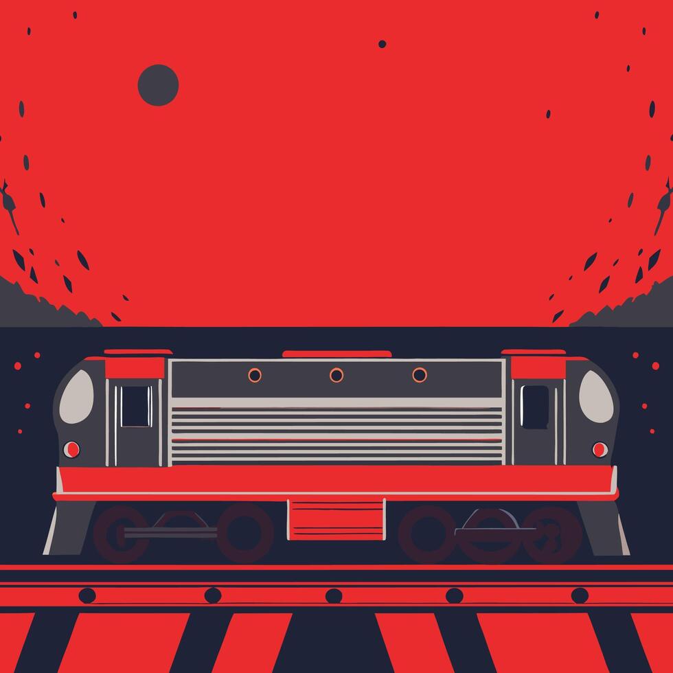 Red Train at Night A Modern Transportation Illustration vector