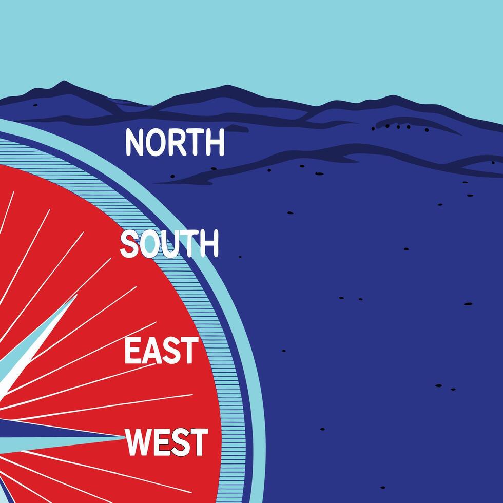 Compass Directions Navigating North, South, East, and West vector