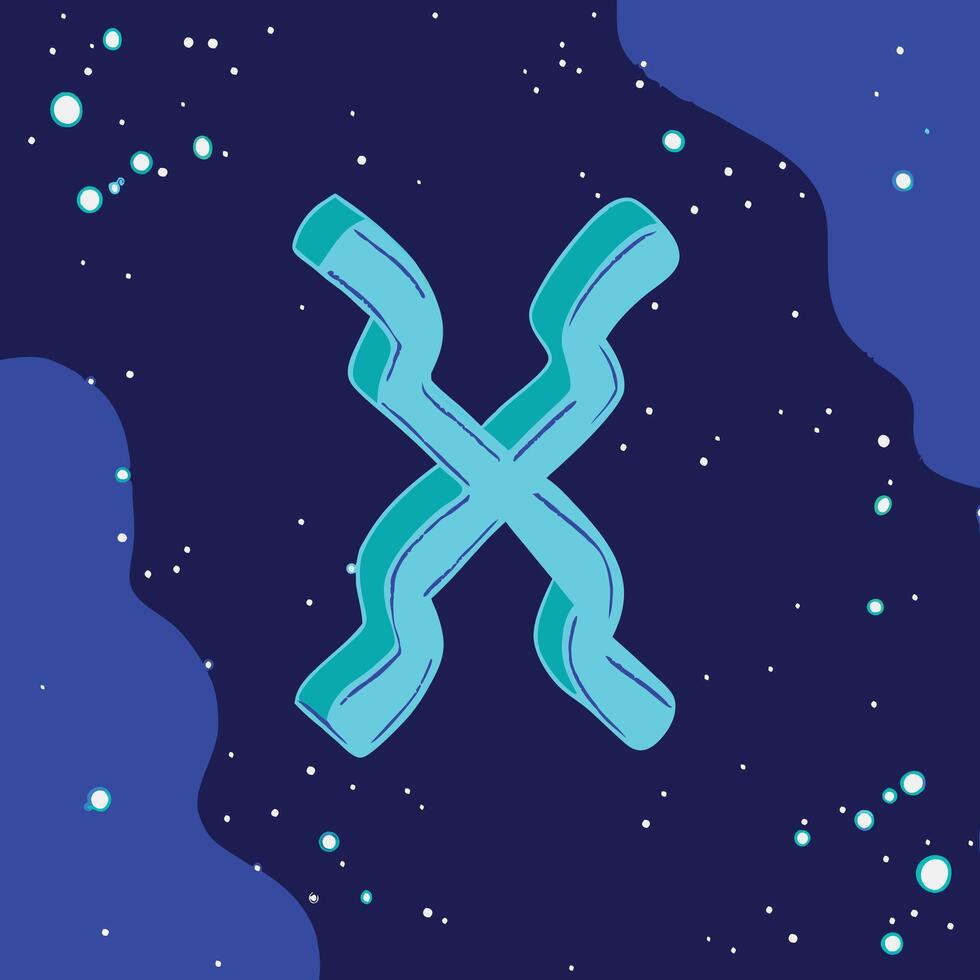 Abstract Wavy X Symbol in Cosmic Blue vector