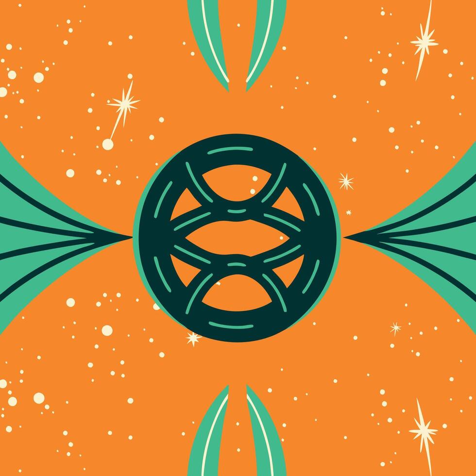 Abstract Cosmic Portal Teal and Orange Design vector