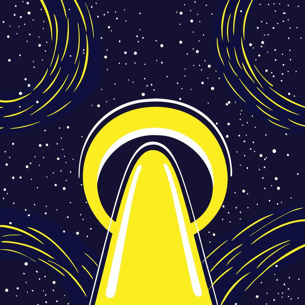 Cosmic Gateway Yellow Beam in Starry Night vector