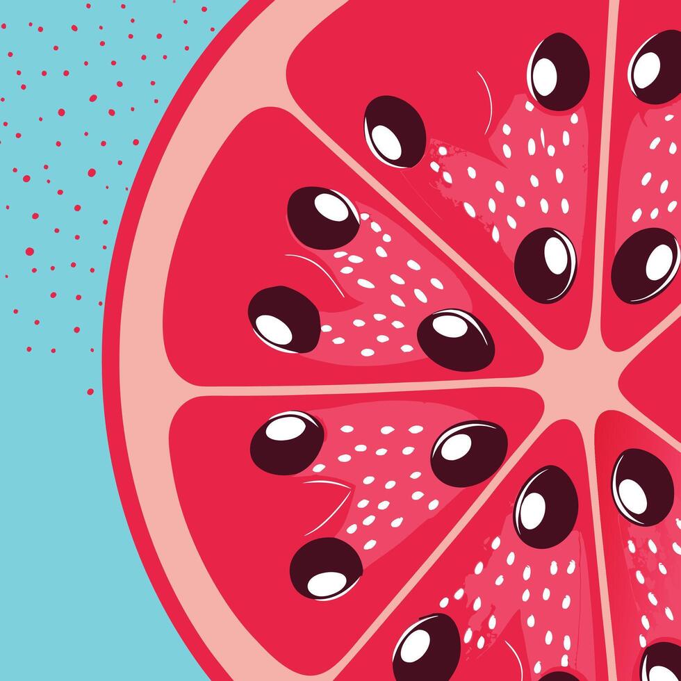 Red Fruit Slice Abstract Art Vibrant, Juicy Design vector