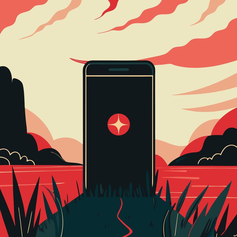 Smartphone Interface Design A Serene Landscape vector