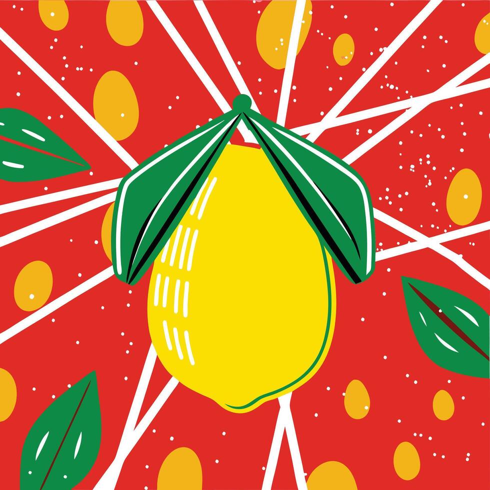 Vibrant Citrus Fruit Abstract Art Red, Yellow, and Green Design vector