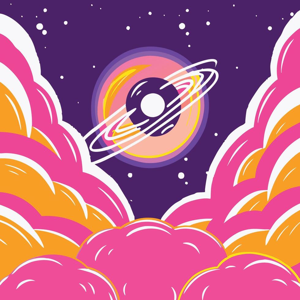 Cosmic Cloudscape Abstract Planetary Art vector