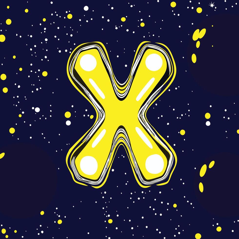 Cosmic Letter X Abstract Space Design vector