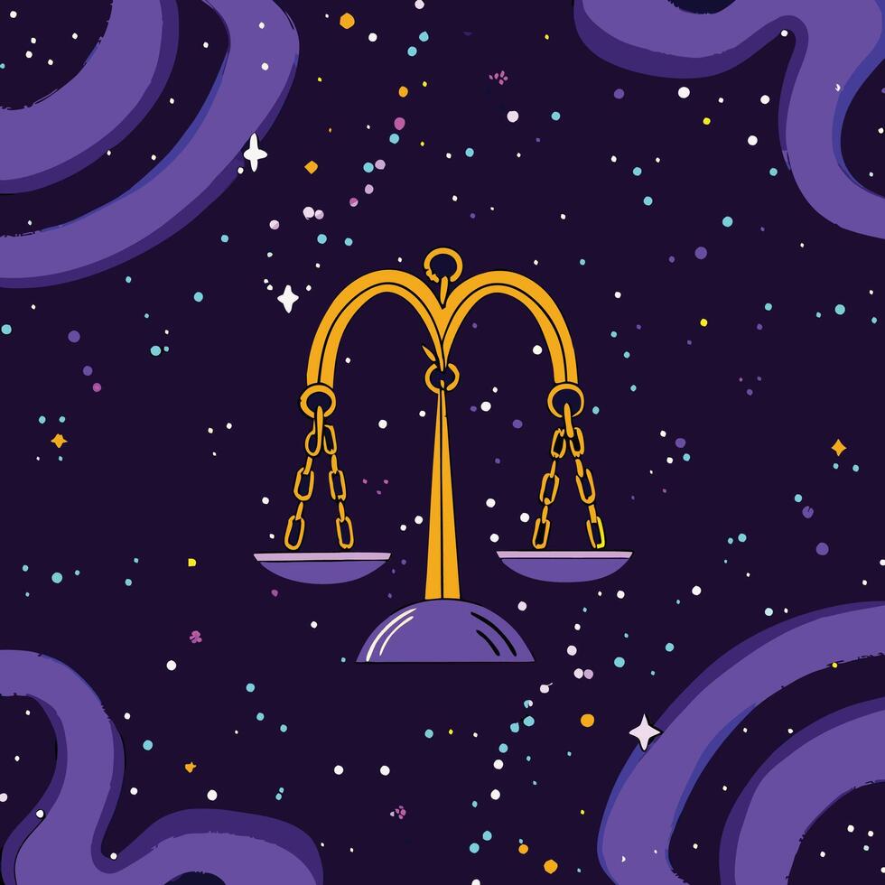 Cosmic Balance Celestial Scales in a Starry Night vector