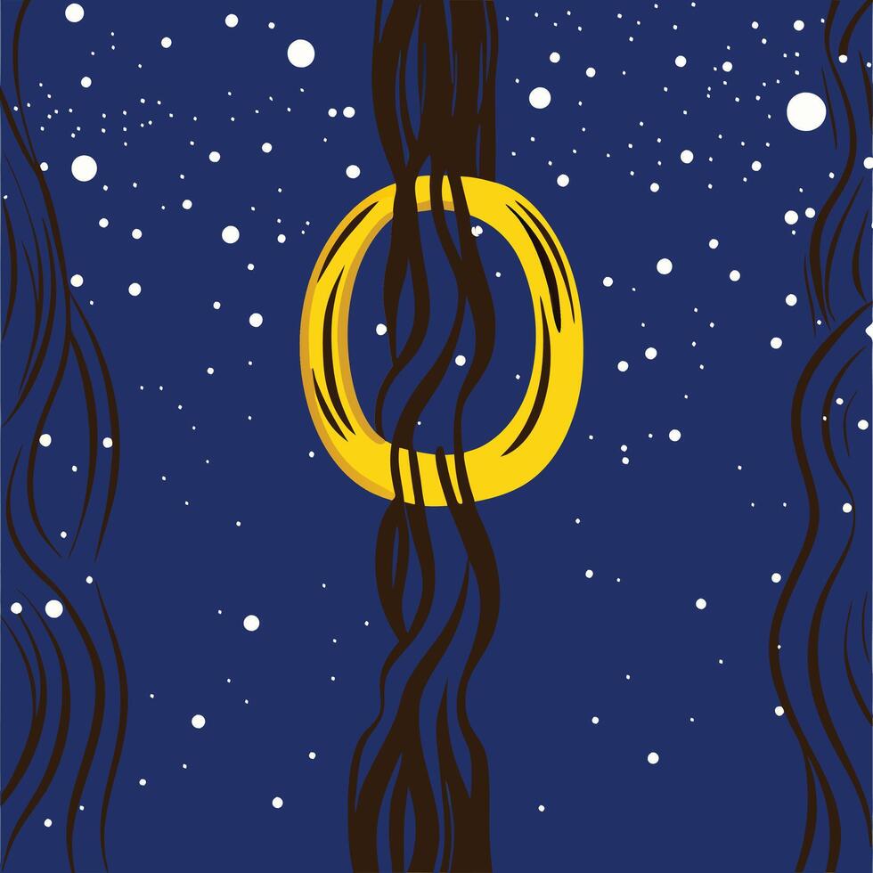 Abstract Night Sky with Golden Ring vector