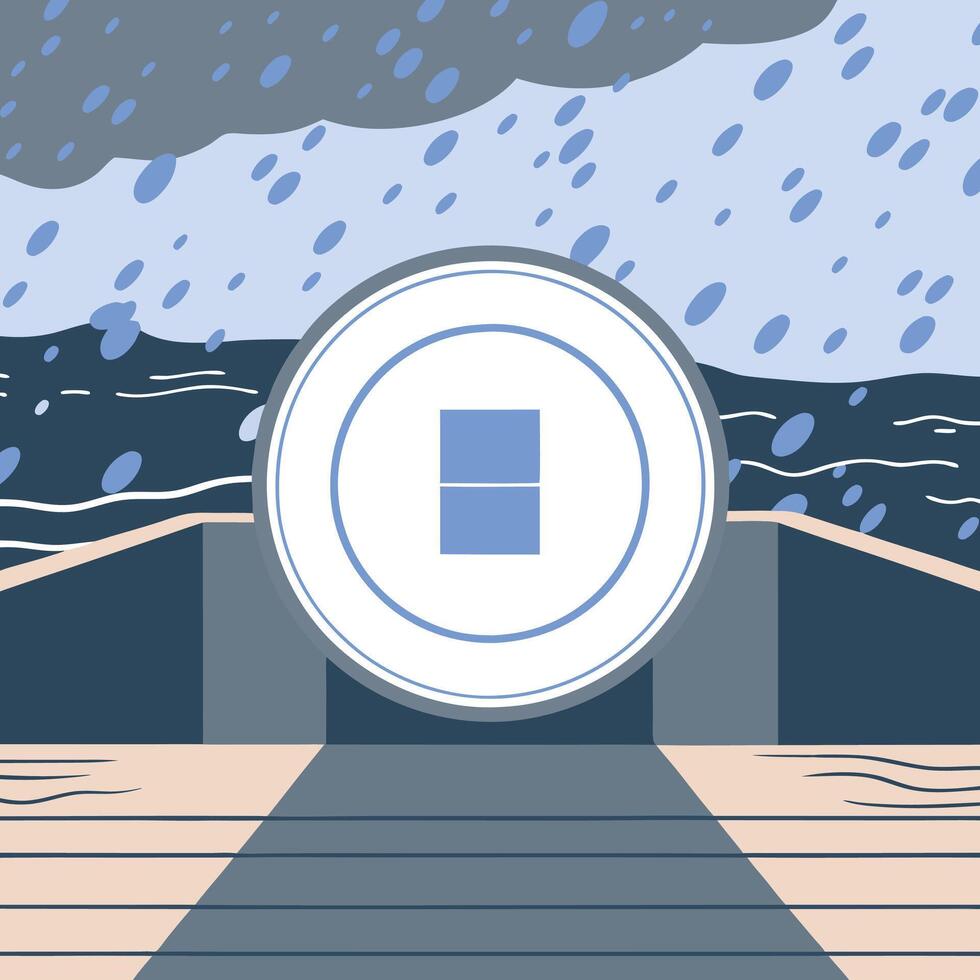 Abstract Stormy Seascape with Geometric Portal vector