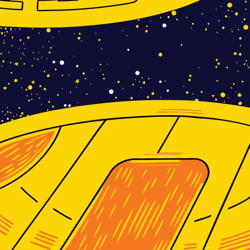 Spaceship View Cosmic Night Sky, Yellow Spaceship Hull vector