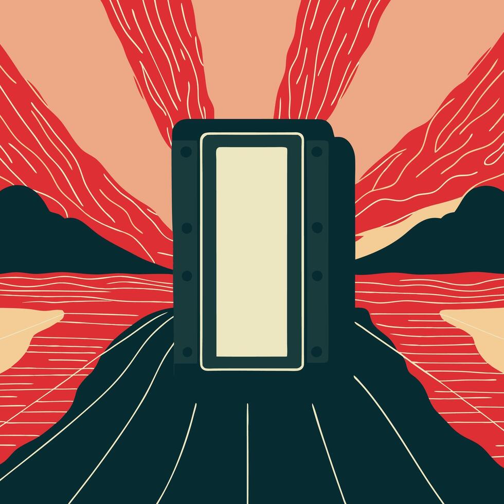 Abstract Landscape with Gate Minimalist Art vector
