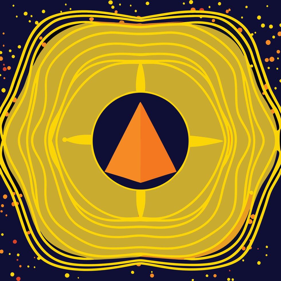 Abstract Pyramid Design Yellow and Orange Geometric Art vector