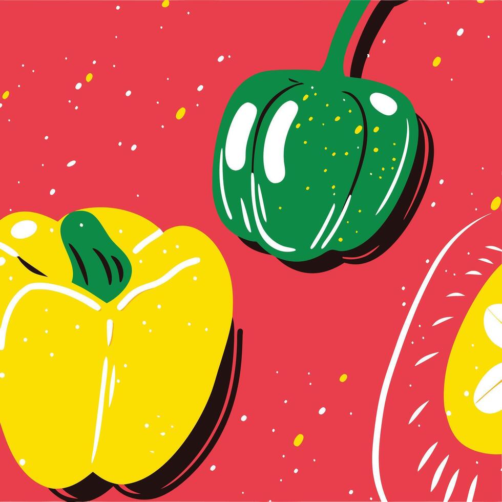 Vibrant Vegetables A Colorful Illustration of Peppers vector