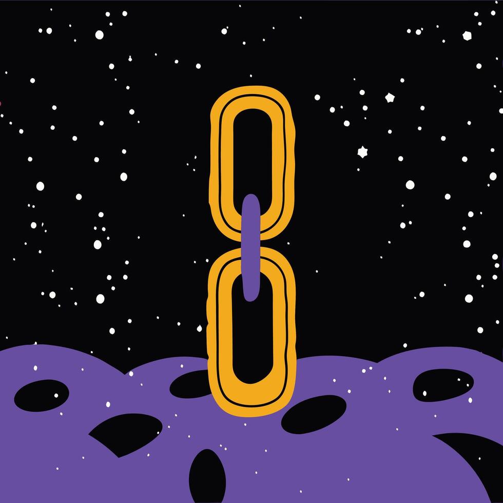 Cosmic Link Abstract Art in Purple and Gold vector