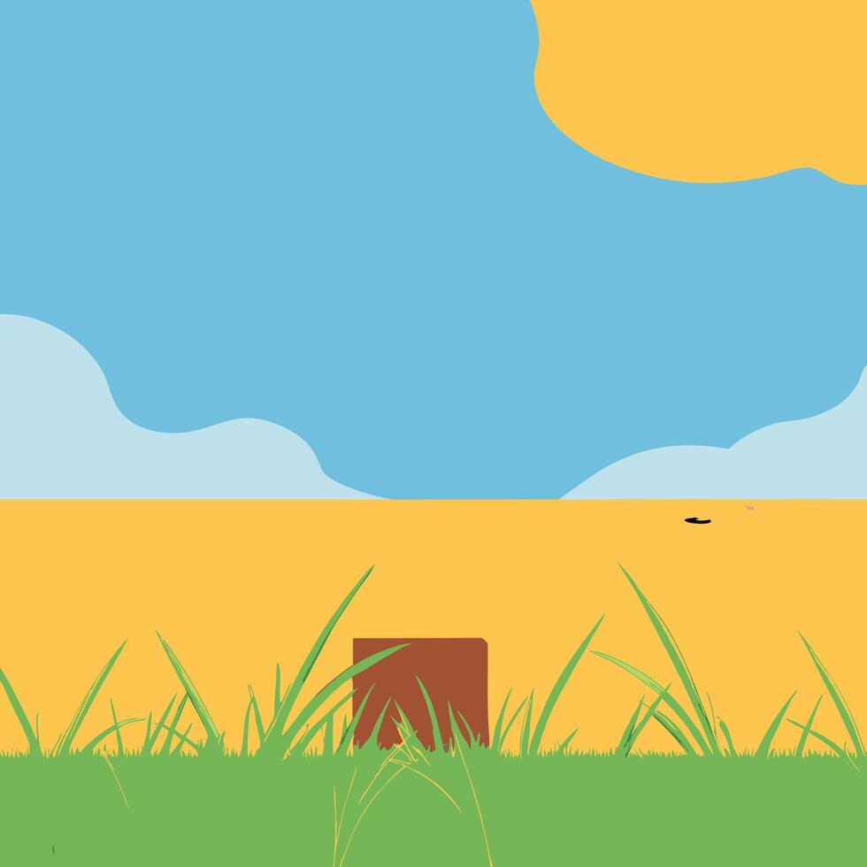 Summer Meadow Landscape Block in Grass vector