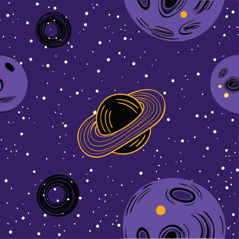 Cosmic Planets, Stars, and Nebulae A Vibrant Space Scene vector